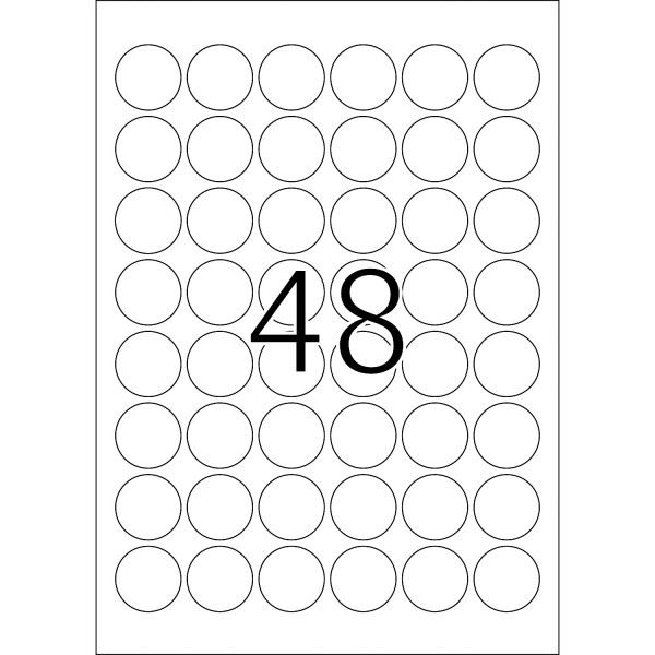 HERMA Etiketten, A4 - Ø 30 mm, 25 Blatt, weiß