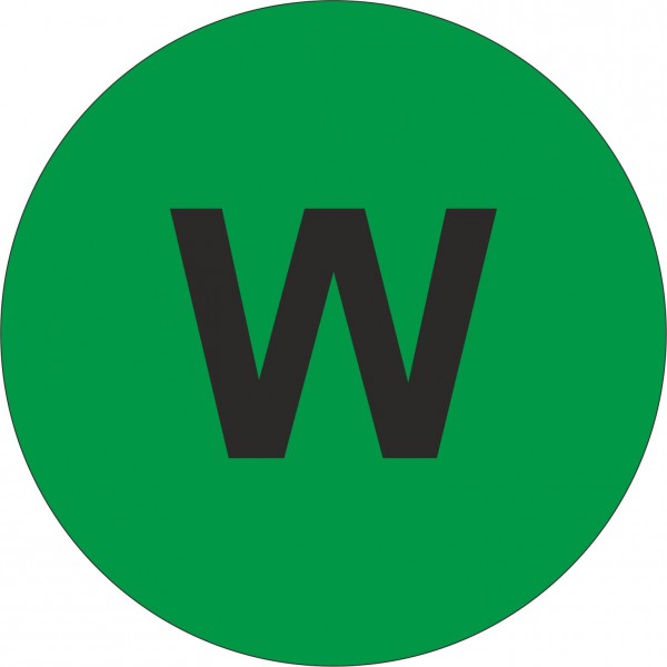 Haftetiketten, Weitenangabe "W", grün, 13 mm