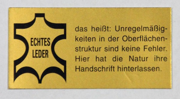 Einlege Etikett "Echtes Leder", 60 x 30 mm, Goldpapier