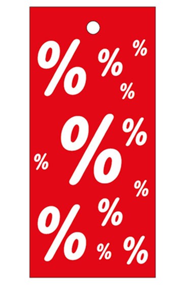 Anhänge-Etikett, "%", 28 x 60 mm, rot